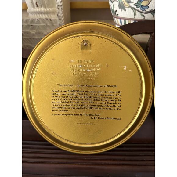 Vintage Metal Tray Portrait Plates Victorian 8"red boy blue boy fabcraft hanging - Picture 7 of 14